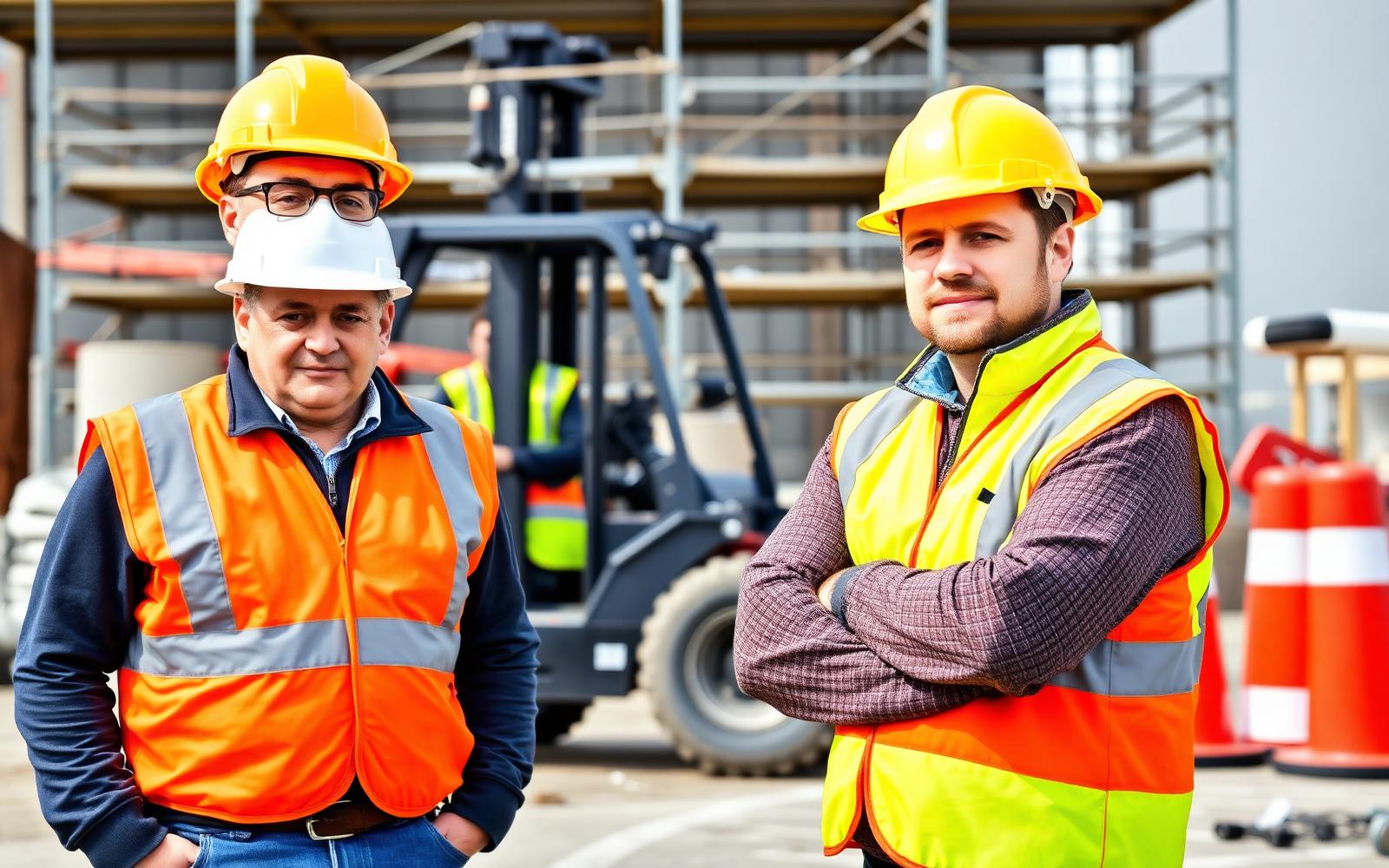 Lavoratori con dispositivi di protezione individuale in cantiere